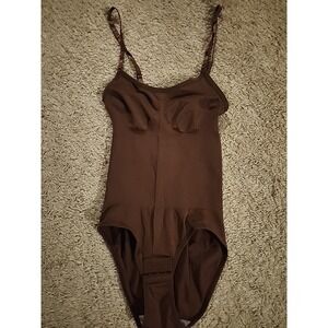 Womens Shaper Bodysuit Brown with Adjustable Straps Medium